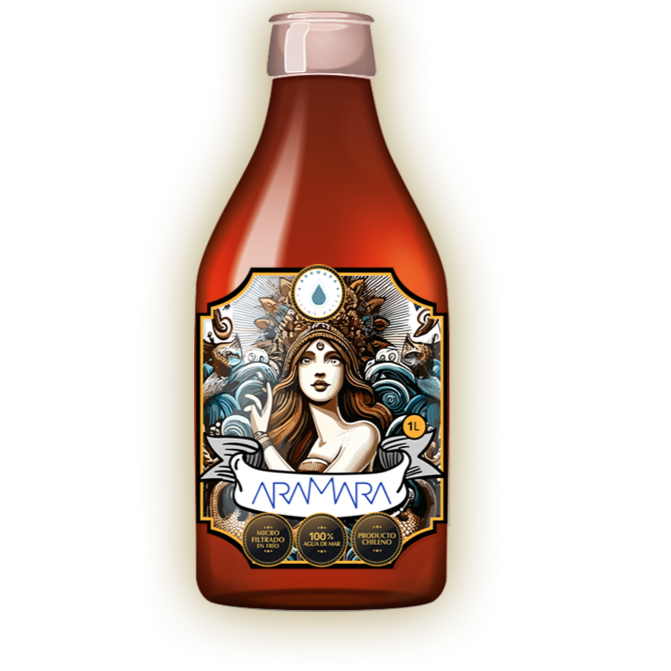 Aramara, 100% AGUA DE MAR 🌊 Hipertónica , en Botella de Vidrio de 1 litro. (x12 unidades)